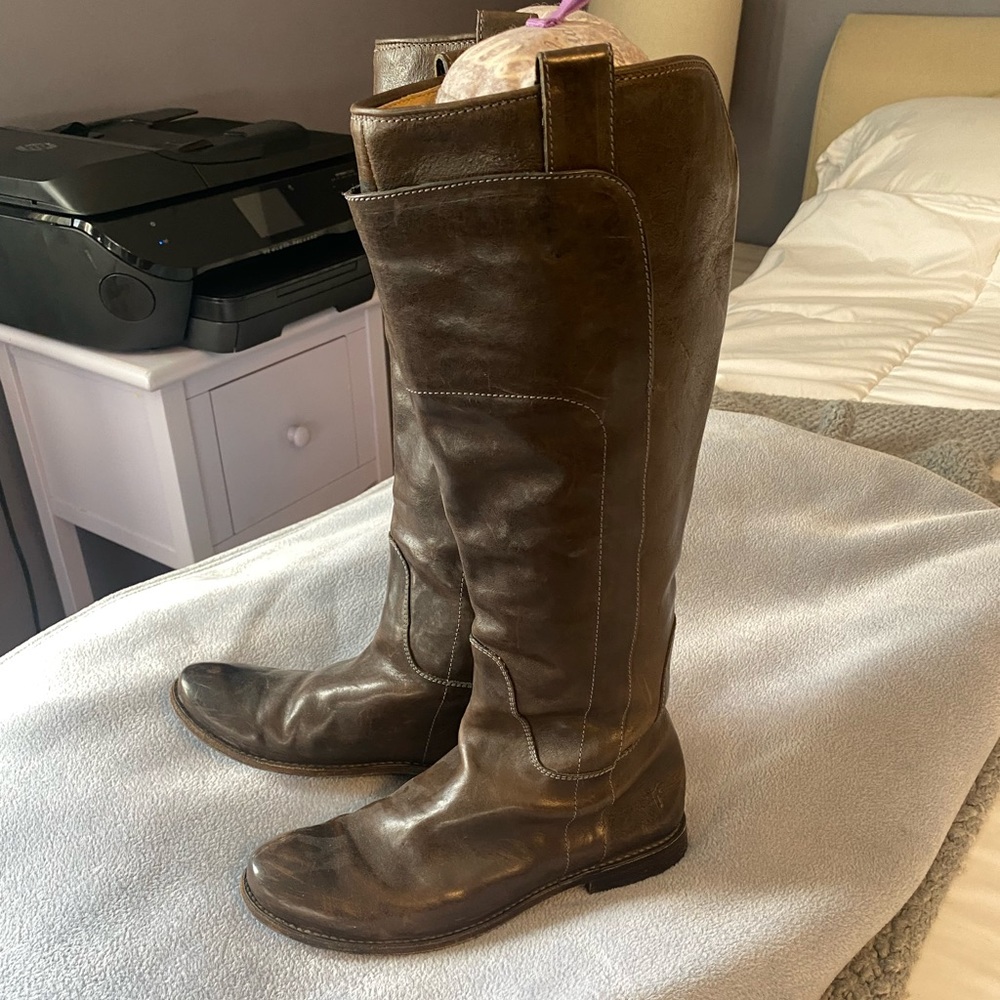 FRYE PAIGE TALL LEATHER RIDING BOOTS